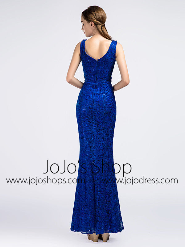 Sparkly Royal Blue Formal Prom Evening Dress