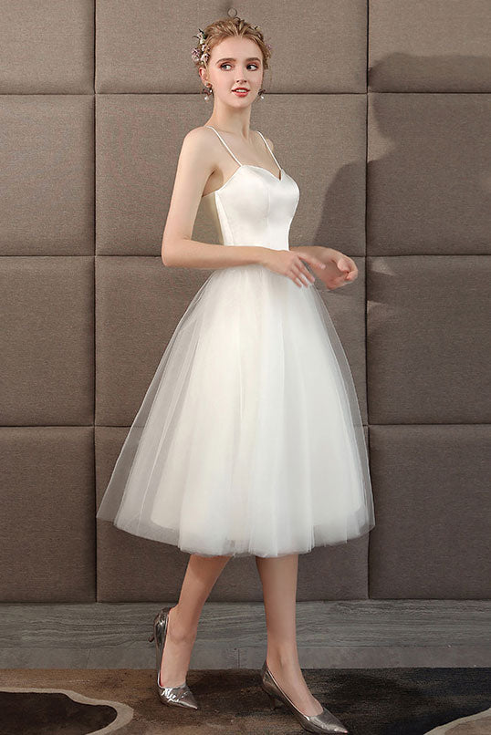 short tulle wedding dress A-Line 2024 White Ivory Satin White / 10 This style is breathtaking Ballerina Style Short Tulle Wedding
