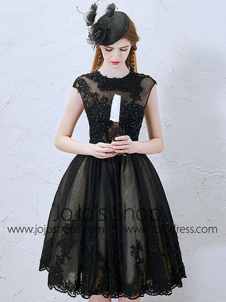 Little Short Black Lace Formal Evening Dress