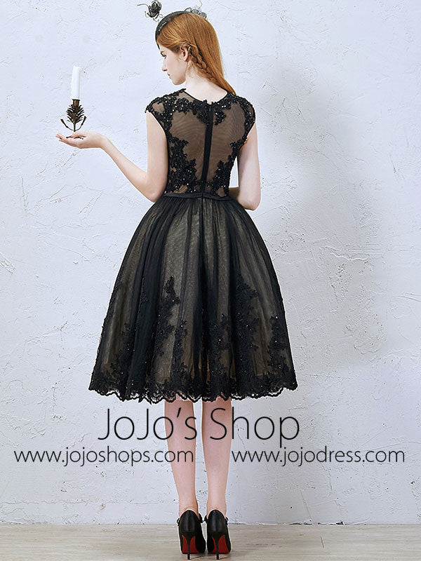 Retro Short Black Lace Formal Evening Dress Size 24W / Black
