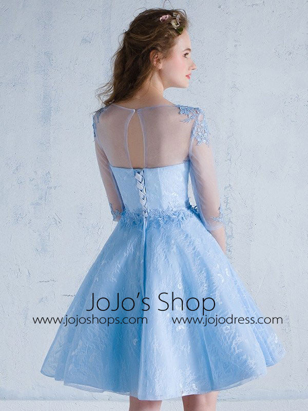 Short Blue Lace Cocktail Dress Size 12 / Blue Short Blue Lace Cocktail Dress Size 12 / Blue