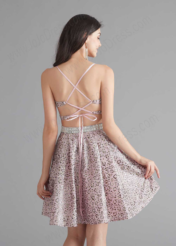 Cute Short Pink and Silver Cocktail Dress
