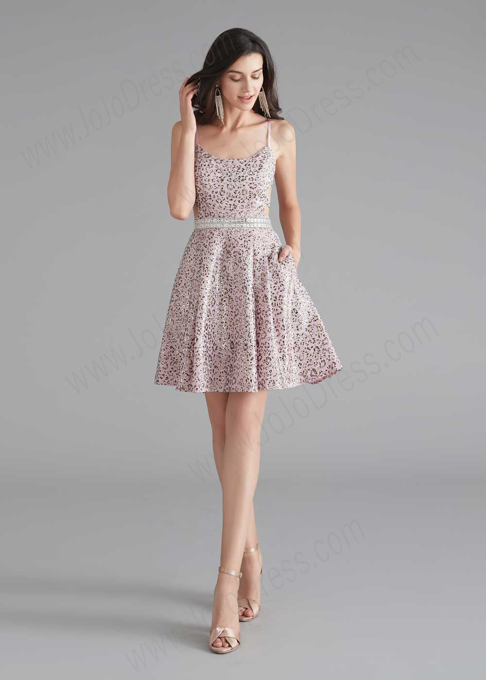 Cute Short Pink and Silver Cocktail Dress Size 16 / Pink