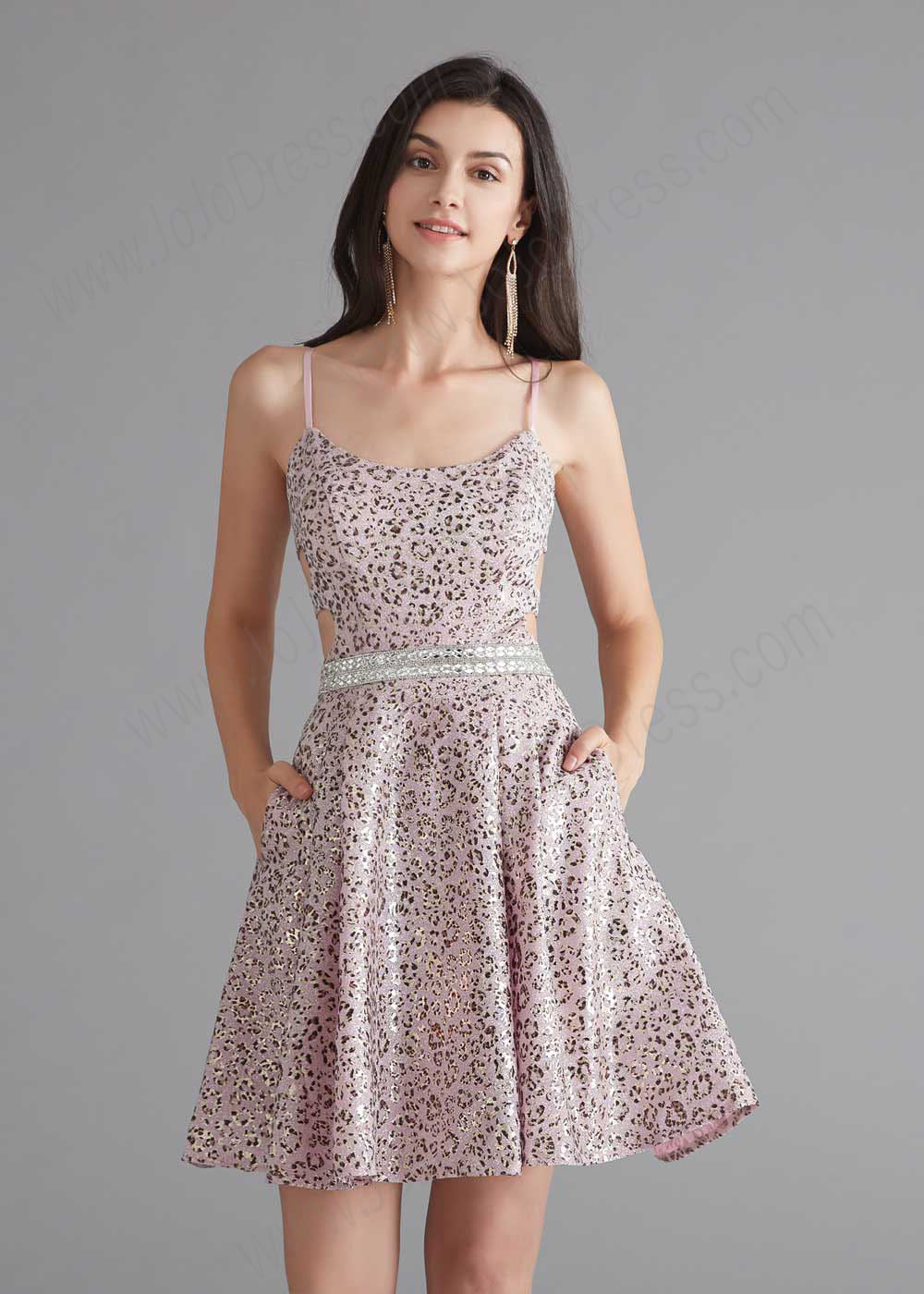 Cute Short Pink and Silver Cocktail Dress