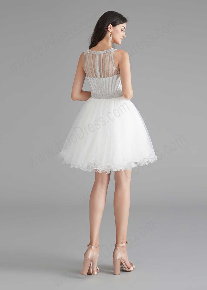 Chic Short White Tulle Evening Dress