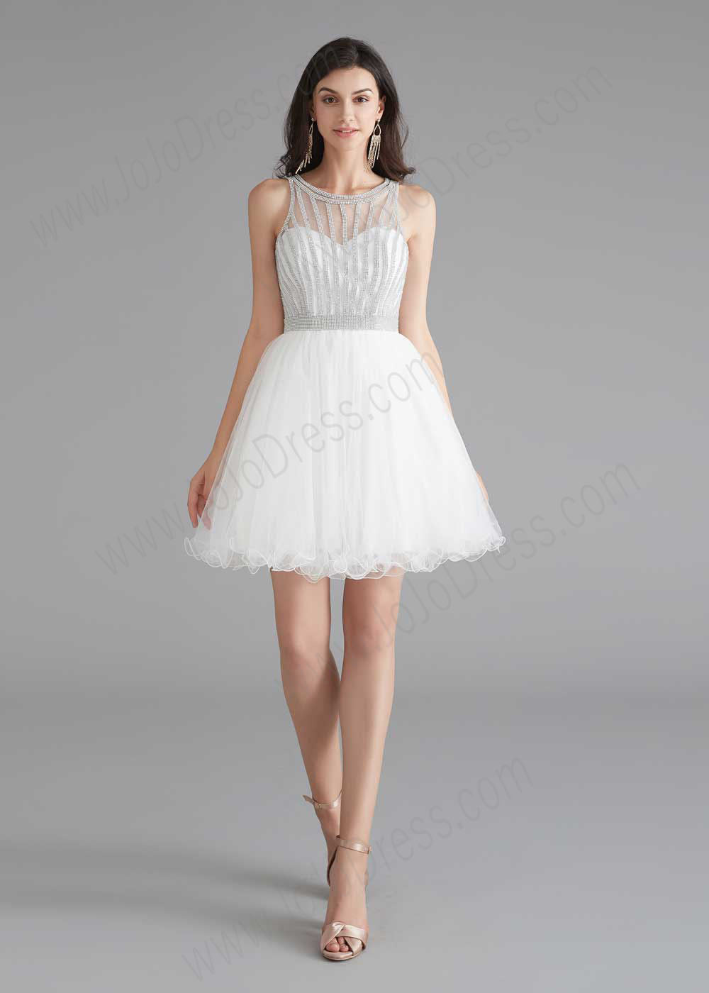 Chic Short White Tulle Evening Dress Custom Size / White Chic Short White Tulle Evening Dress Custom Size / White