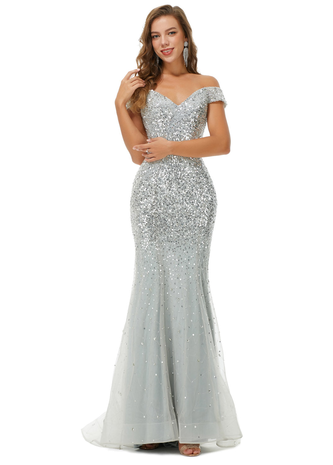Silver Sequins Formal Prom Evening Dress EN4902 Silver Sequins Formal Prom Evening Dress EN4902