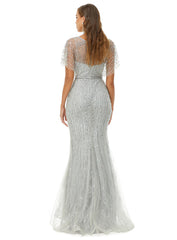 Silver Gray Formal Evening Dress EN4903