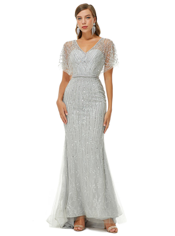 Silver Gray Formal Evening Dress EN4903