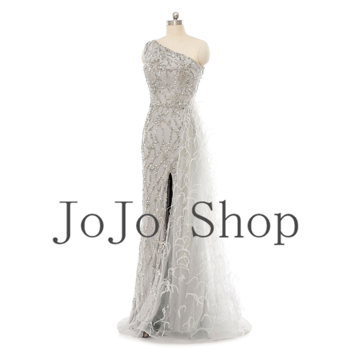 Sparkly Silver Maxi Gala Formal Evening Dress EN5502