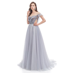 Silver Glittery Maxi Formal Evening Prom Dress EN4609