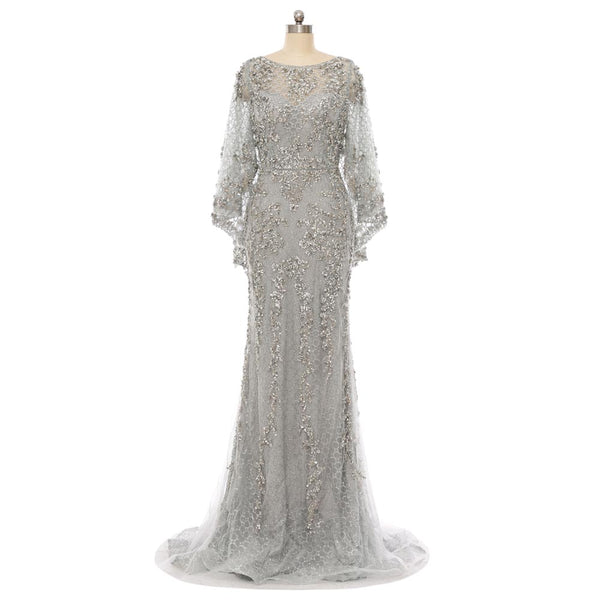 Silver Sequins Lace Formal Mother Evening Dress EN5505