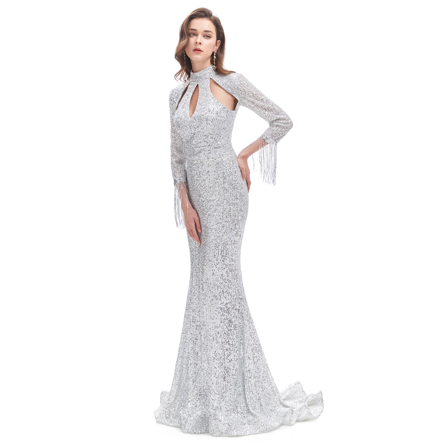 White Maxi Fitted Formal Prom Dress EN4616