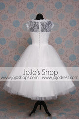 Retro 50s Vintage Style Modest Tea Length Lace Dress