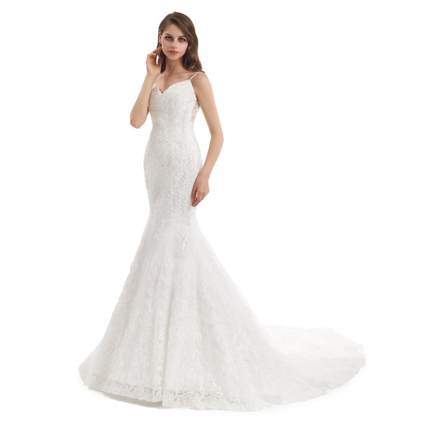 Lace Mermaid Wedding Dress with Straps EN4806