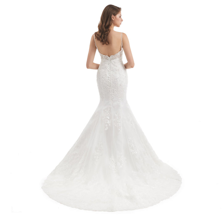 Lace Mermaid Wedding Dress with Straps EN4806