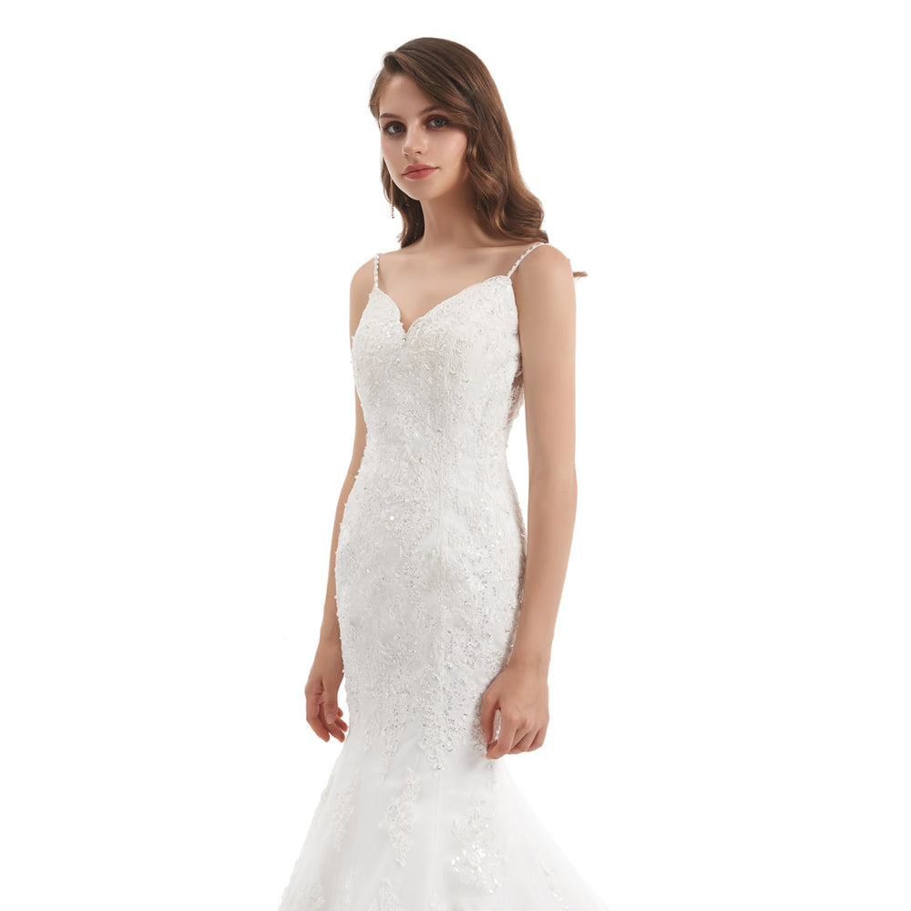 Lace Mermaid Wedding Dress with Straps EN4806