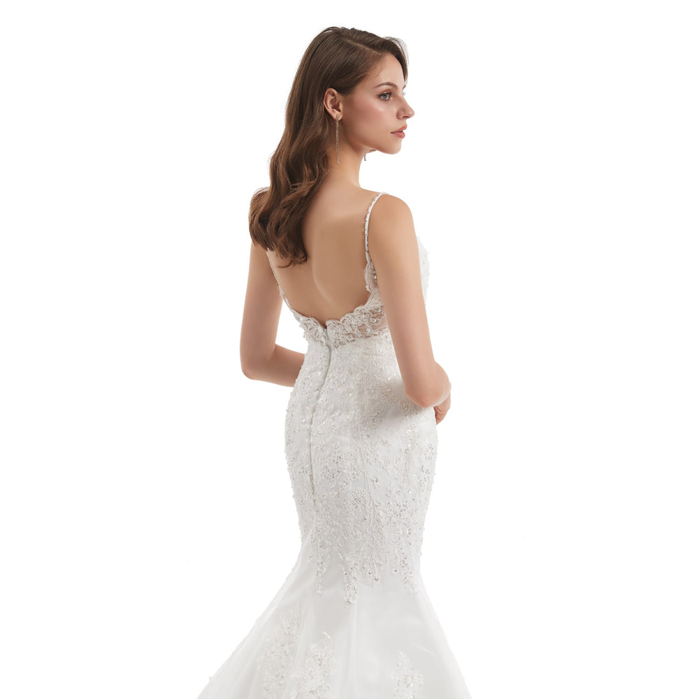 Lace Mermaid Wedding Dress with Straps EN4806