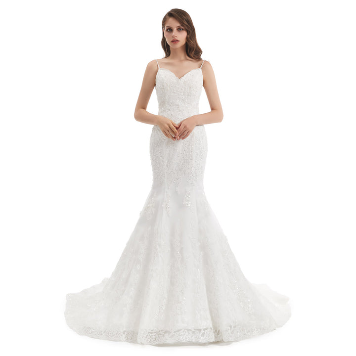 Lace Mermaid Wedding Dress with Straps EN4806