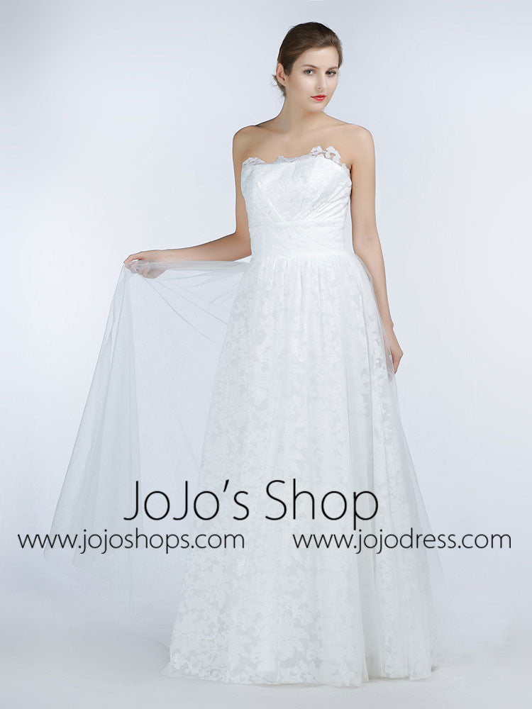 Simple Strapless Lace A-line Dress