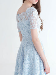 Short Sleeves Lace Bridesmaid Dress