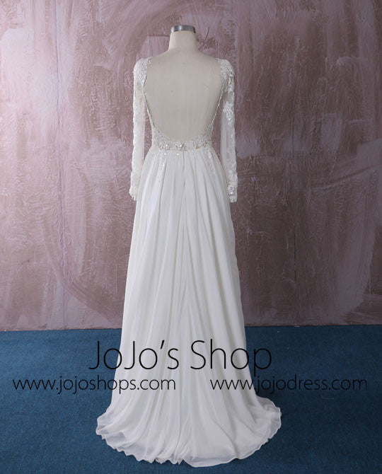 Chiffon Lace Dress with Long Sleeves