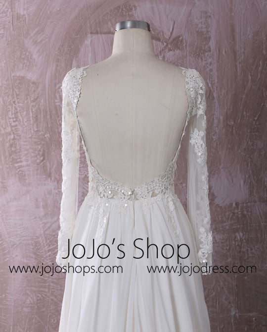 Chiffon Lace Dress with Long Sleeves