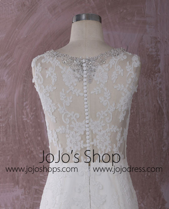 Slim Mermaid Lace Dress with Illusion Neckline | QT815002