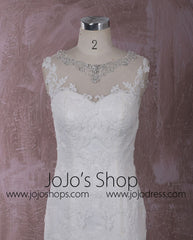 Slim Mermaid Lace Dress with Illusion Neckline | QT815002