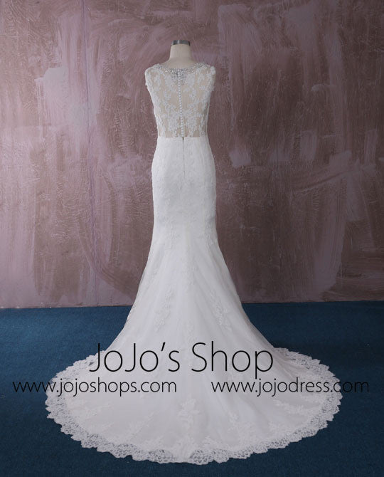 Slim Mermaid Lace Dress with Illusion Neckline | QT815002