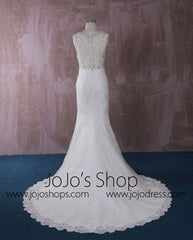 Slim Mermaid Lace Dress with Illusion Neckline | QT815002