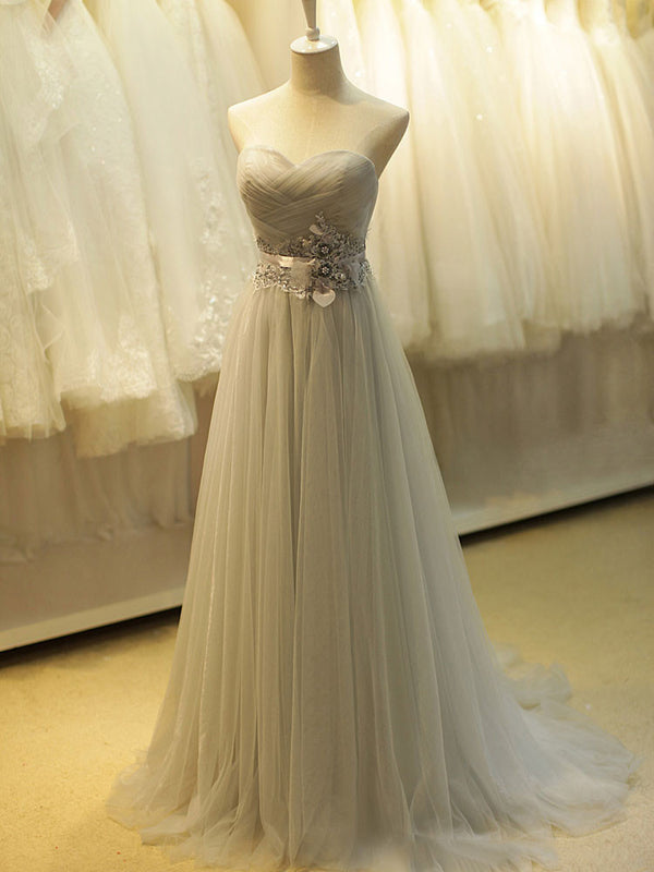 Strapless Gray Long Formal Prom Evening Dress YW1709