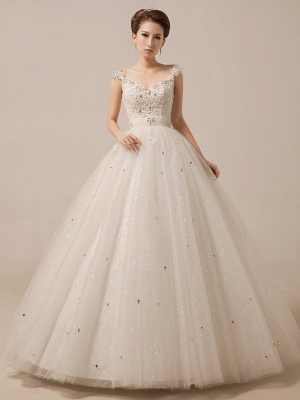 Sparkly Debutante Ball Dress Wedding Dress with Crystal Rhinstones | MX5013