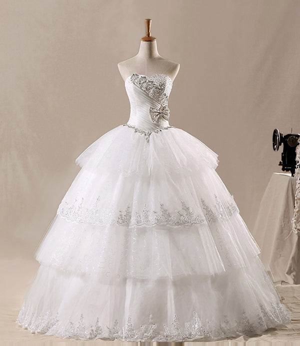 Strapless Ball Gown Tiered Wedding Dress H1048