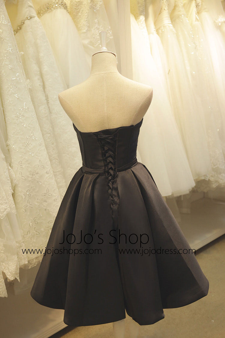 Little Black Satin Formal Dress 