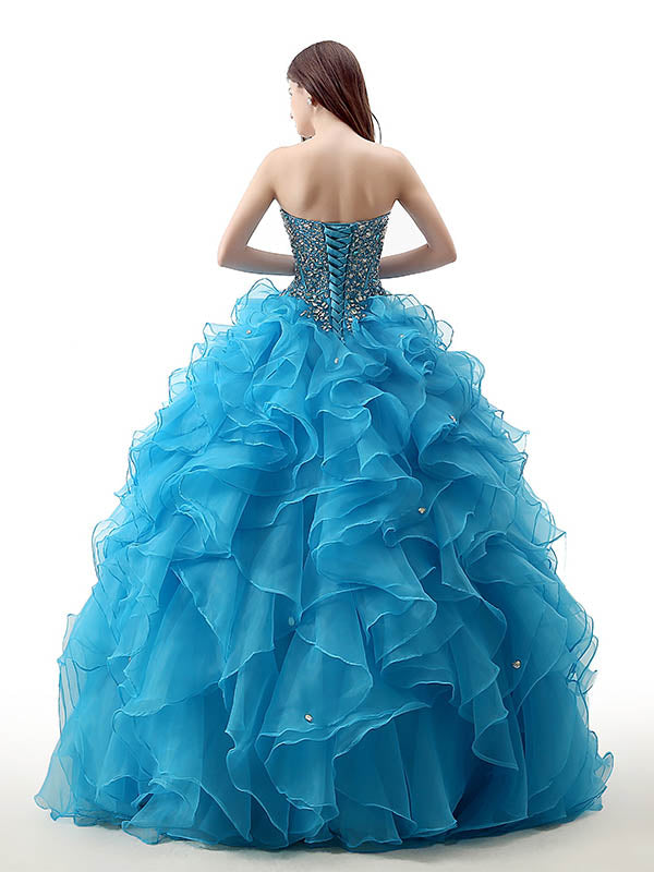 Strapless Blue Quinceanera Ball Gown Home Coming Dress 