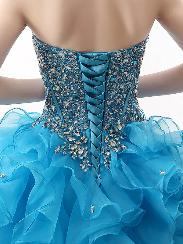 Strapless Blue Quinceanera Ball Gown Home Coming Dress 