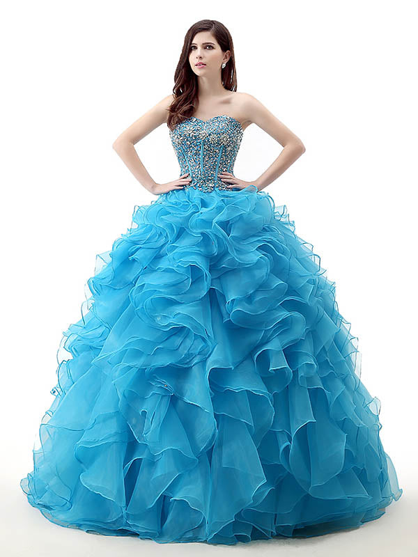 Strapless Blue Quinceanera Ball Gown Home Coming Dress 