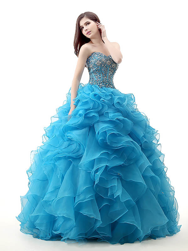 Strapless Blue Quinceanera Ball Gown Home Coming Dress EN120 – JoJo Shop
