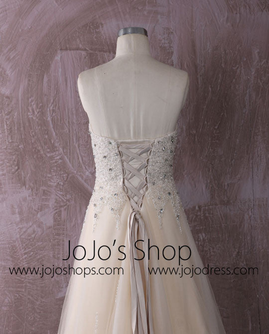Strapless Slim A-line Champagne Dress Reception Dress | QT815009