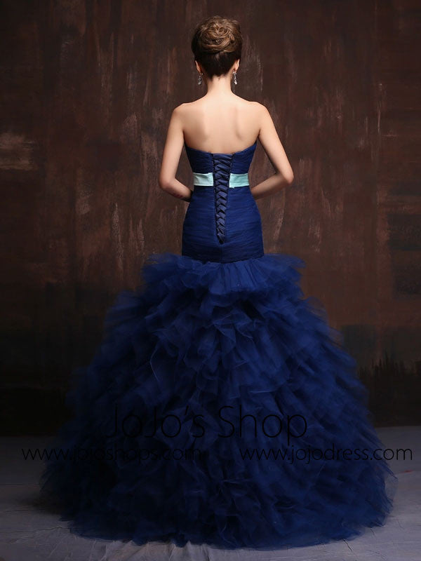 Strapless Dark Blue 2 piece Convertible Evening Dress Ball Gown and Cocktail Dress in One