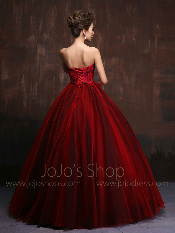 Strapless Royal Scarlet Red Quinceanera Ball Gown Dress Size 2 / Red