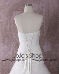 Strapless Fit and Flare Lace Dress with Asymmetric Skirt | QT85205