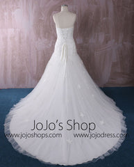 Strapless Fit and Flare Lace Dress with Asymmetric Skirt | QT85205