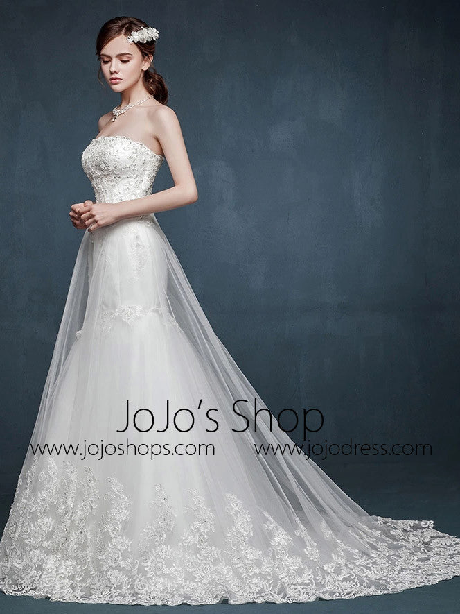 Strapless Fit and Flare Lace Dress