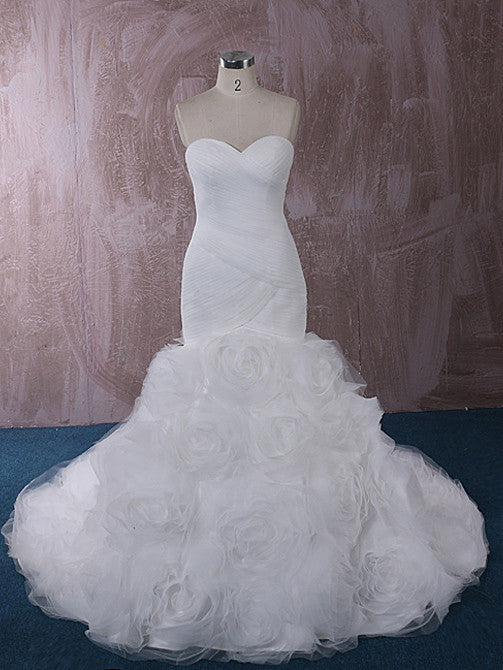 Strapless Fit and Flare Dress with Rosette Ruffle Skirt | QT1815014