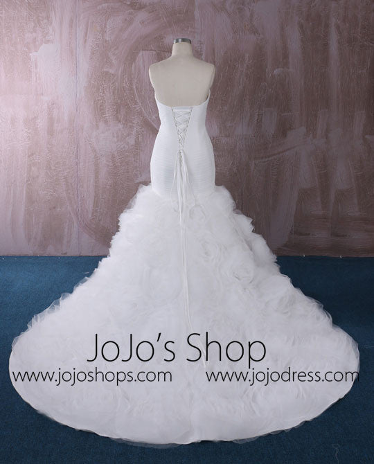 Strapless Fit and Flare Dress with Rosette Ruffle Skirt Strapless Fit and Flare Dress with Rosette Ruffle Skirt