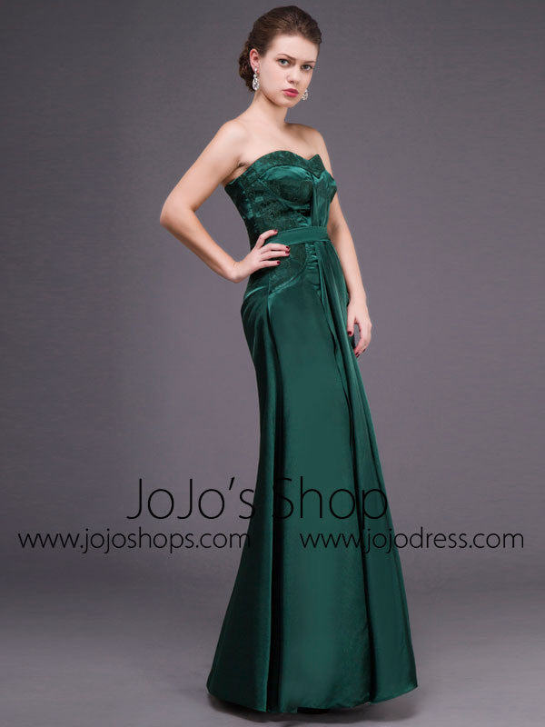Strapless Forest Green Long Formal Prom Dress