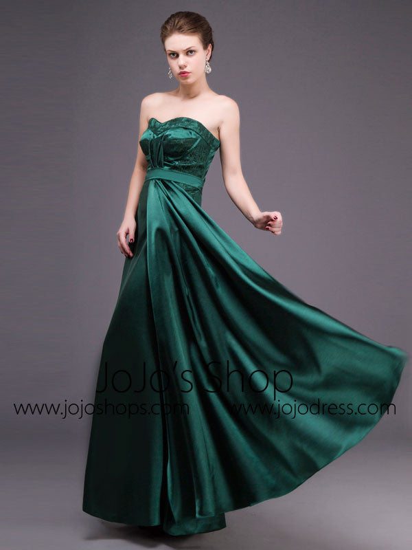 Strapless Forest Green Long Formal Prom Dress