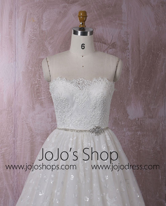 Classic French Alencon Lace Ball Gown Dress | QT85205